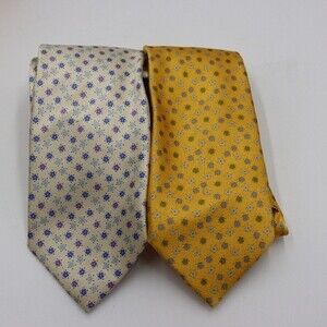 Ike Behar Vintage Silk Flower Print Fine Neck Ties Lot of 2